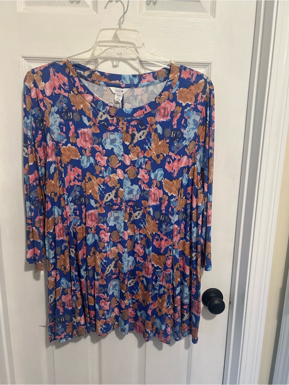 intro. Floral Long Sleeve Swing Top - Blue Multi